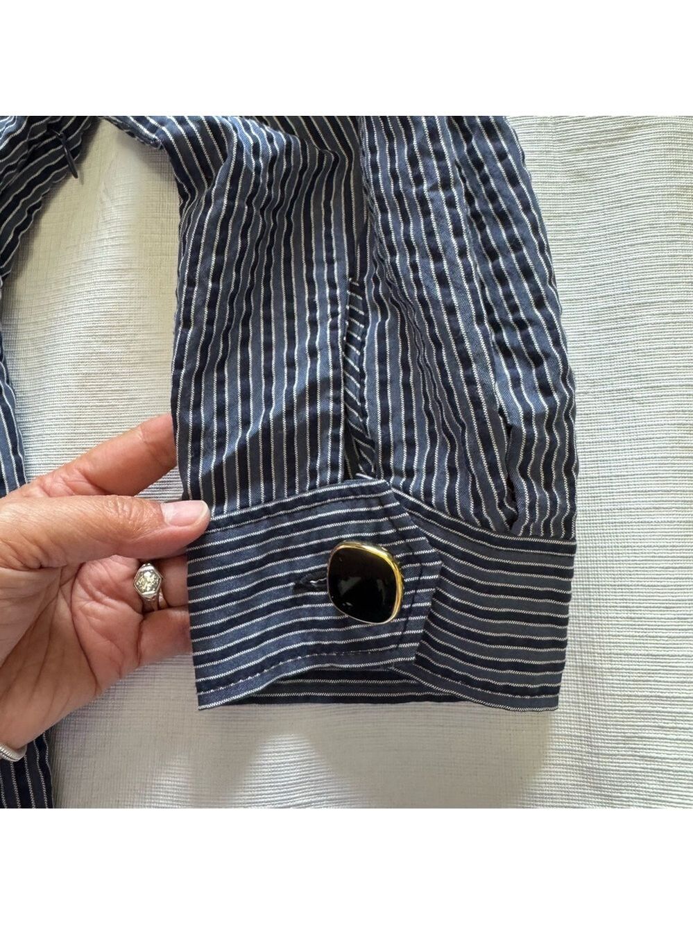 Sandro Kassy Striped Long Sleeve Dress in Blue Stripe SZ 42 , M-L - Picture 8 of 12